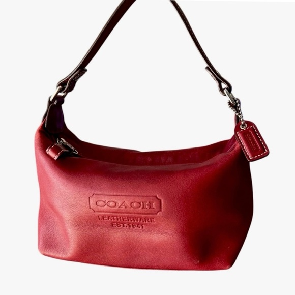 Vintage Coach Leather Mini Bag Baguette Demi Hobo 1941 RARE Y2K Dark Red - Picture 1 of 11